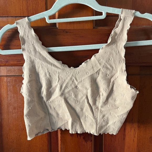 Tops - Lounge Logo Knit Crop Top Bralette | Y2K Cozycore Soft Girl Beige | Size L